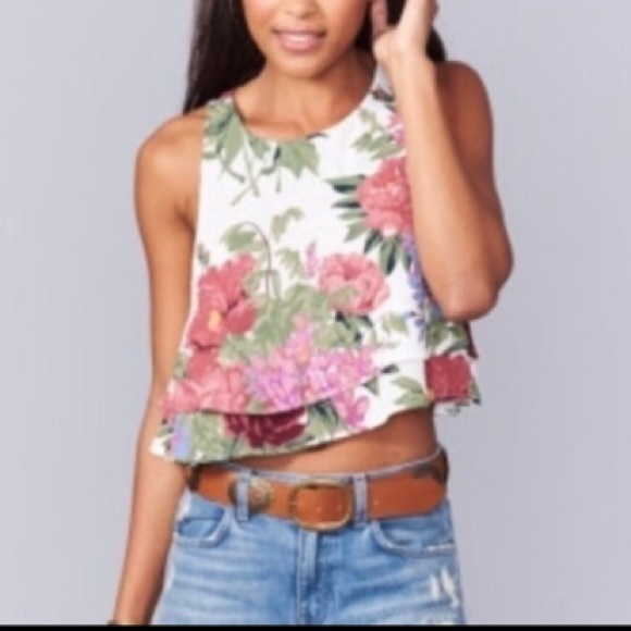 Show Me Your MuMu Tops - Show Me Your Mumu White  Floral Crop Top Small